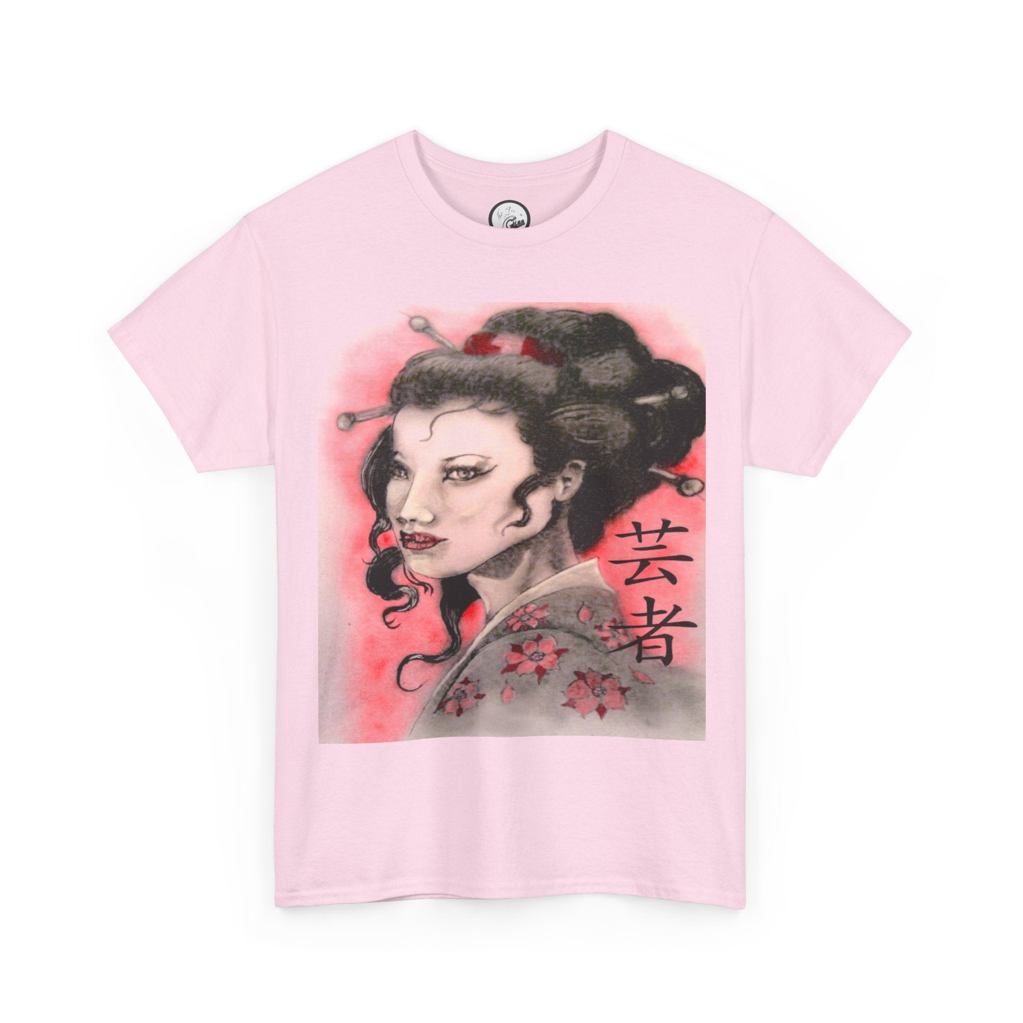 Geisha Portrait T-Shirt — Vintage Japanese Art Tee with Kanji