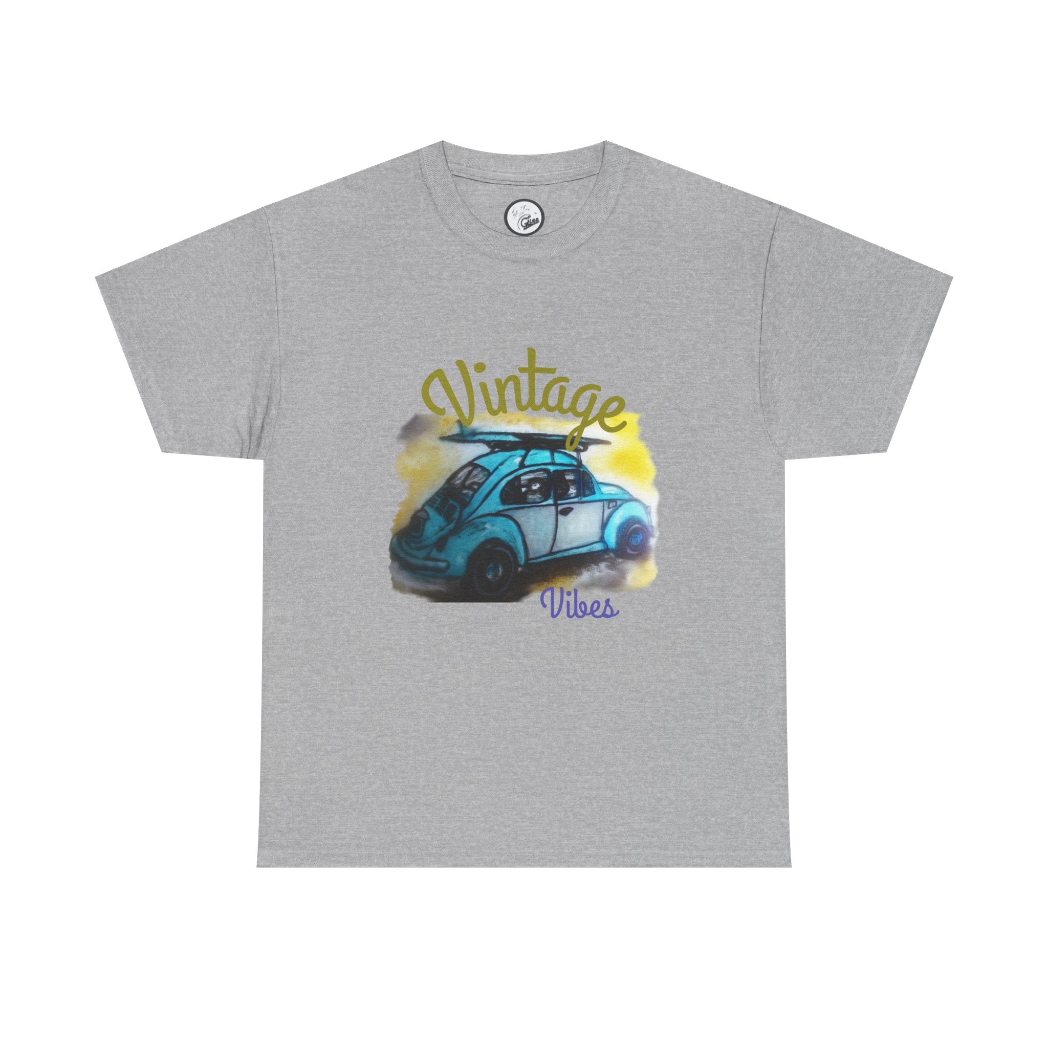 Vintage Vibes T-Shirt — Retro Blue Beetle Car Graphic Tee