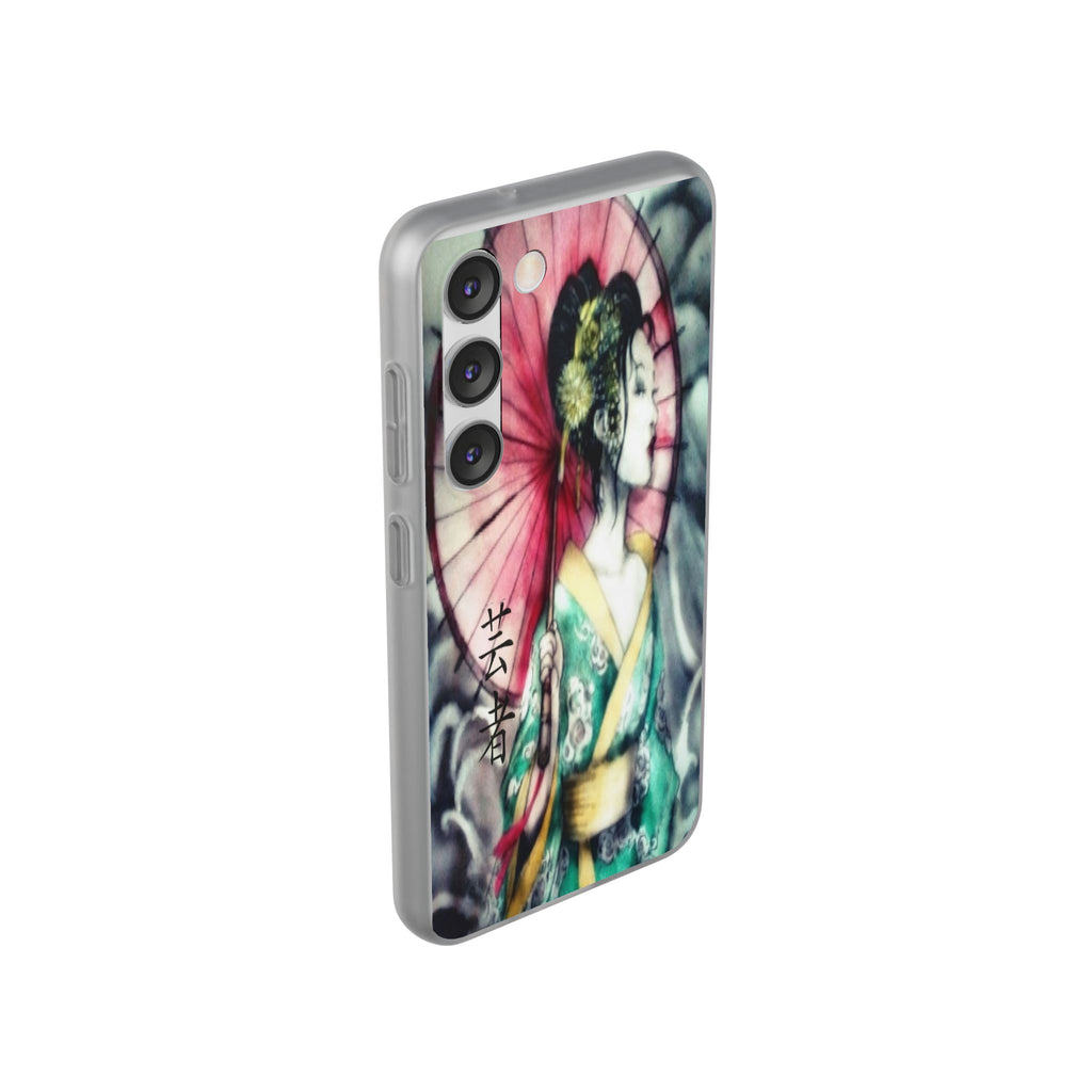 Geisha Art Phone Case — Japanese Parasol iPhone Flexi Case