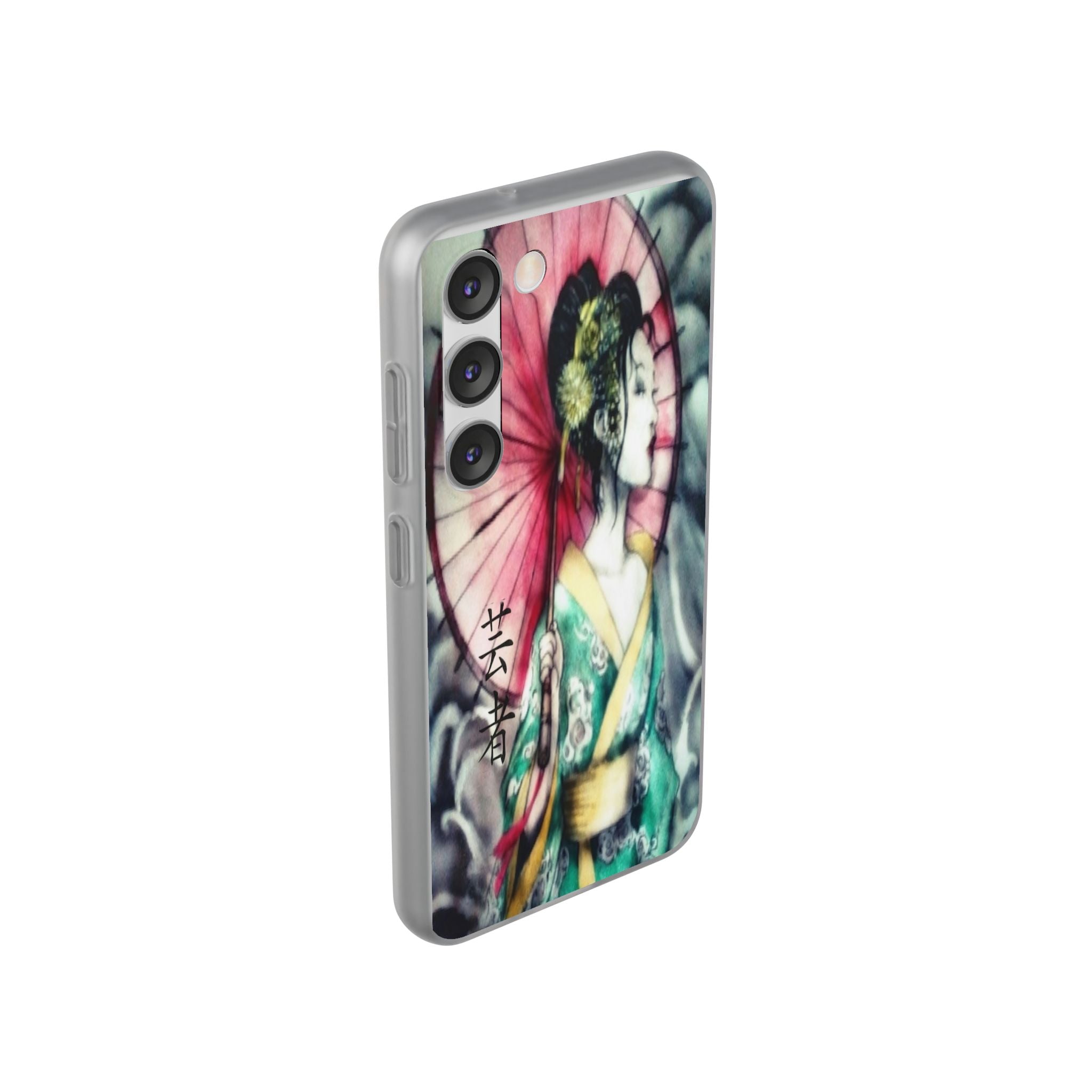 Geisha Art Phone Case — Japanese Parasol iPhone Flexi Case