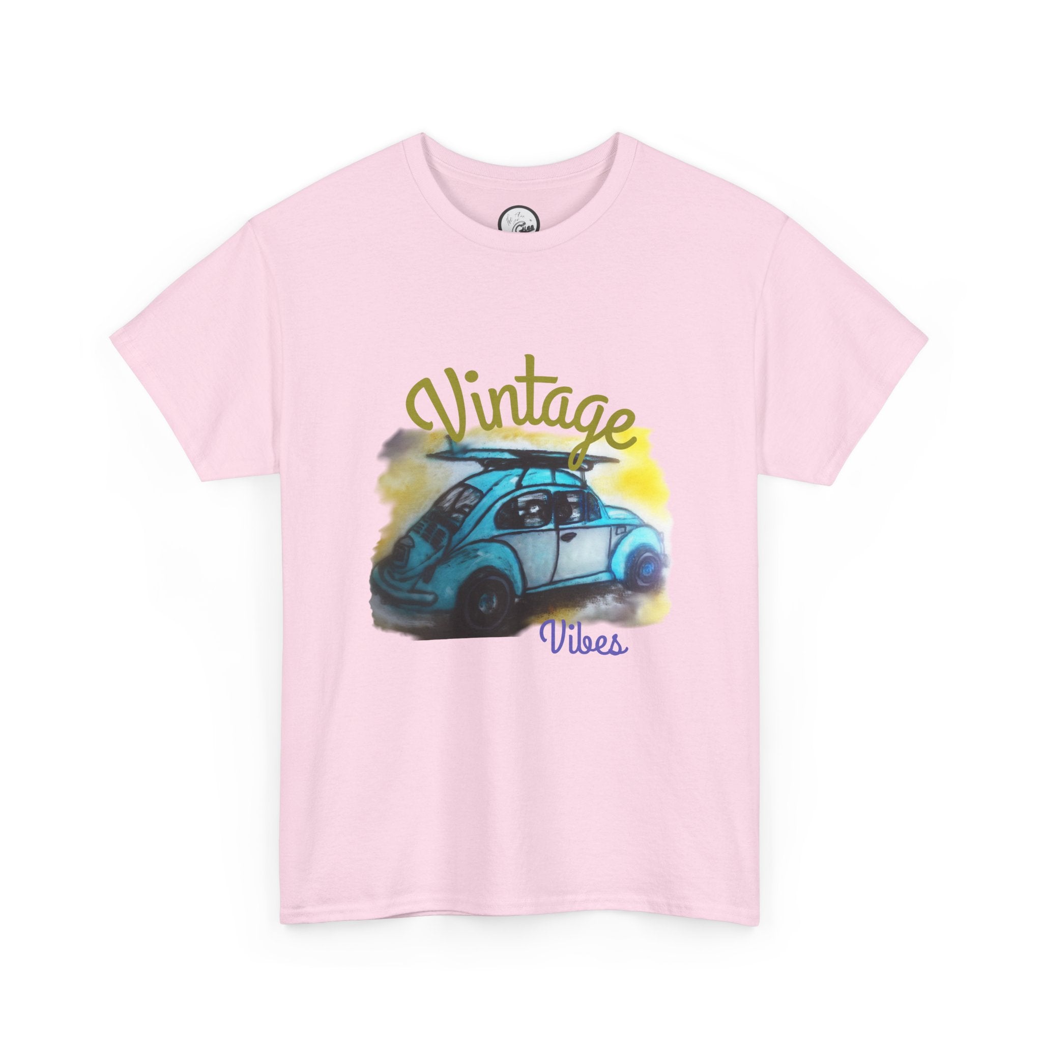 Vintage Vibes T-Shirt — Retro Blue Beetle Car Graphic Tee