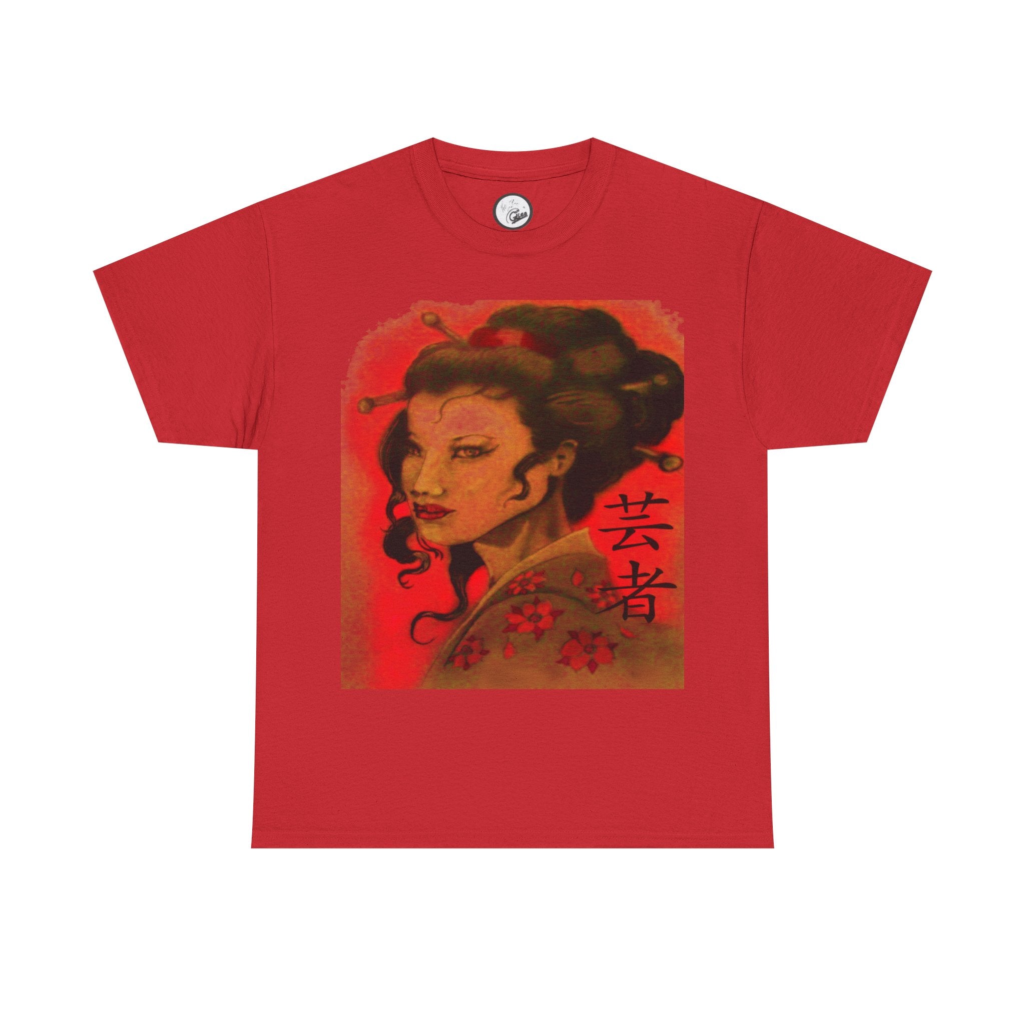 Geisha Portrait T-Shirt — Vintage Japanese Art Tee with Kanji
