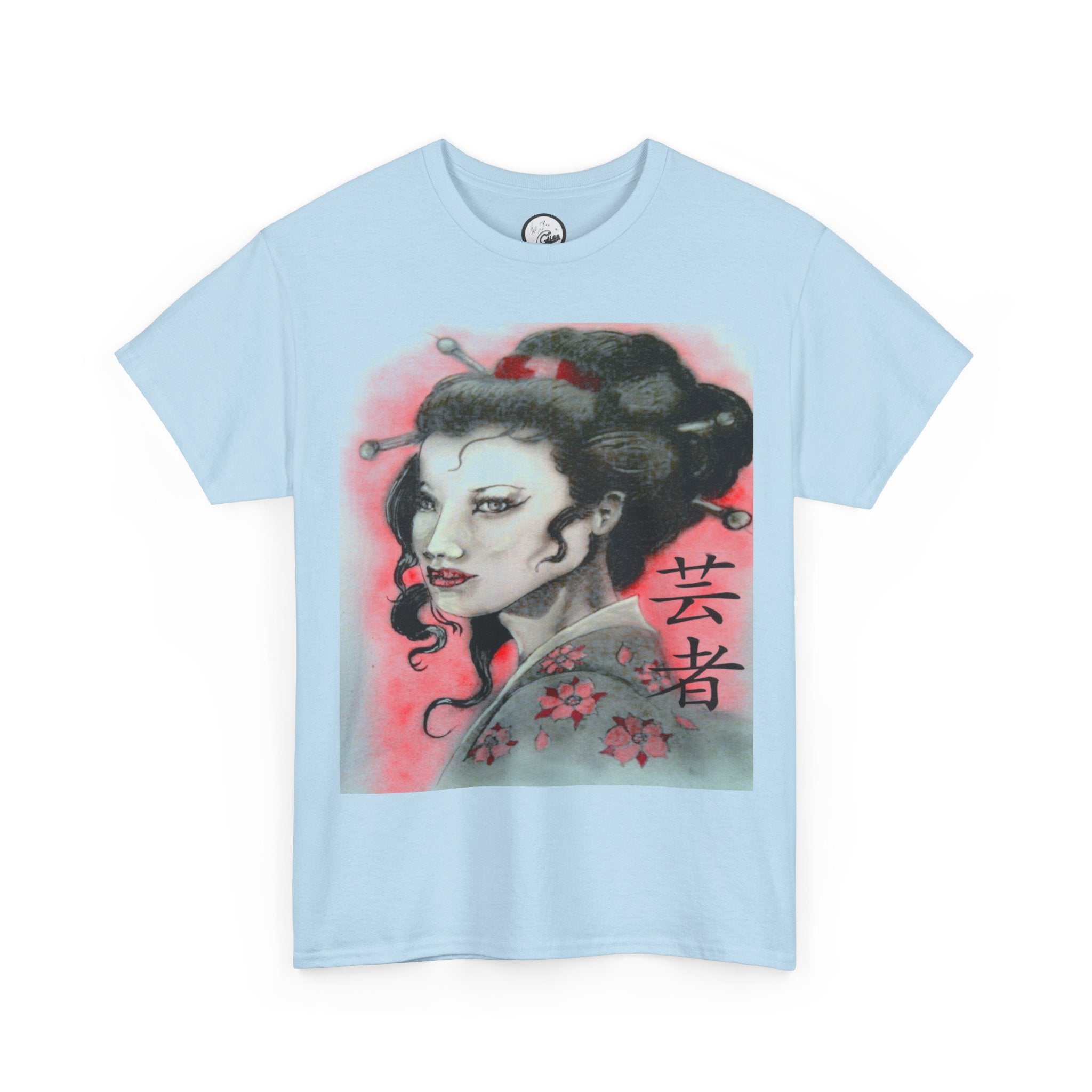 Geisha Portrait T-Shirt — Vintage Japanese Art Tee with Kanji