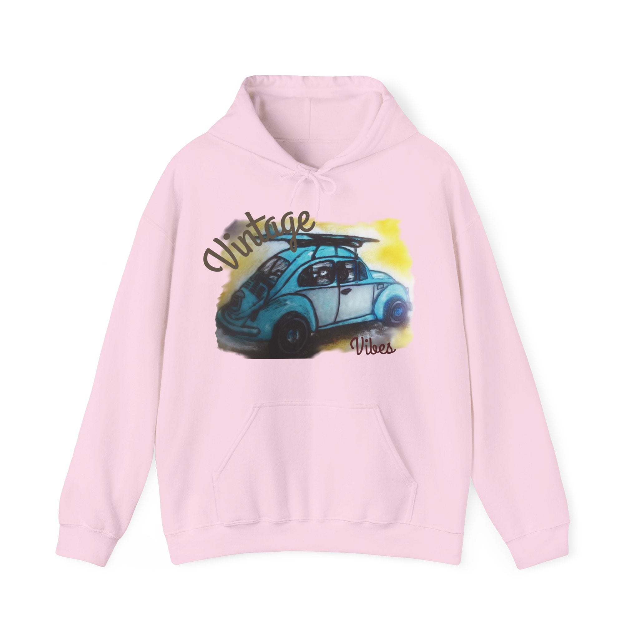 Vintage Beetle Hoodie – Retro Blue Car Graphic Sweatshirt