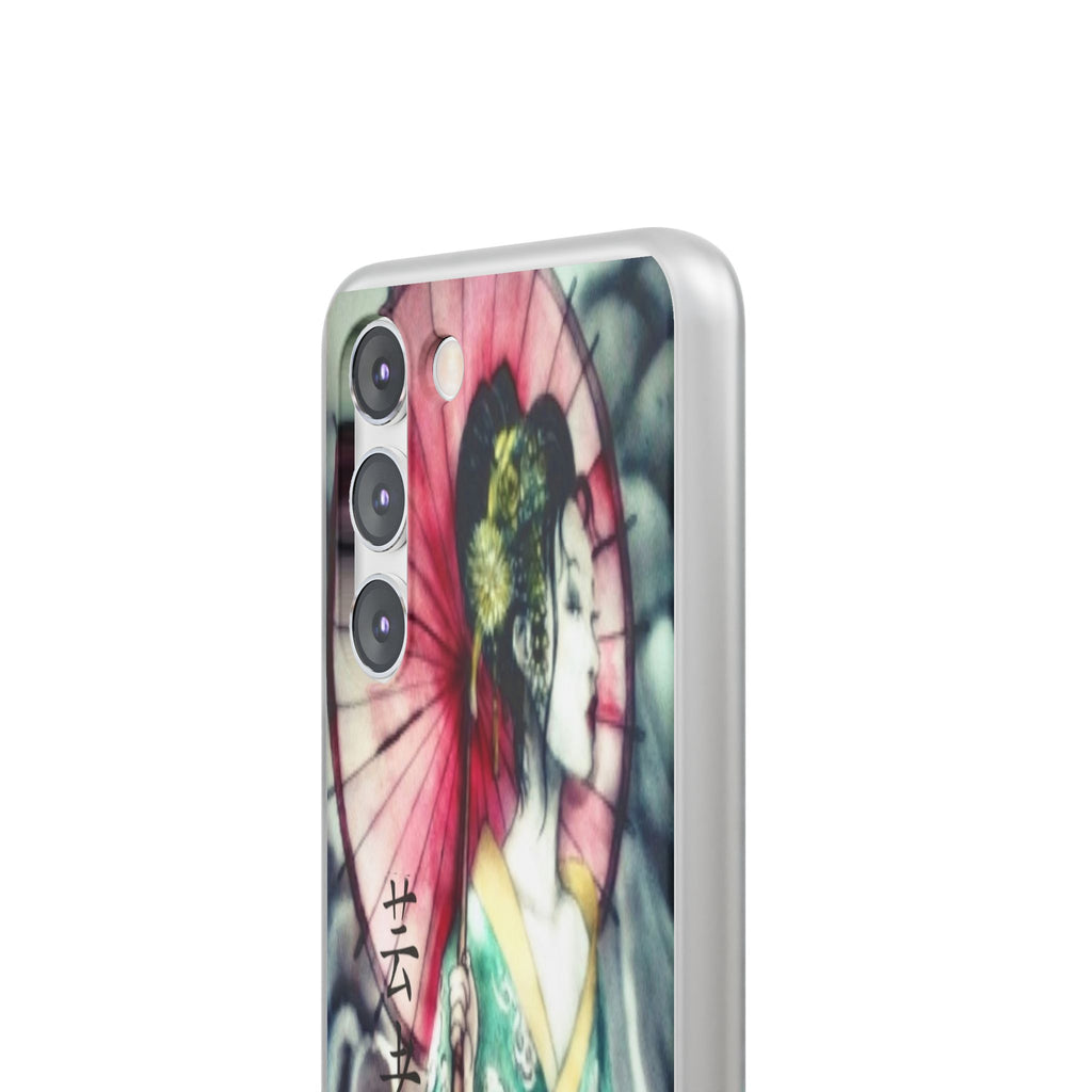 Geisha Art Phone Case — Japanese Parasol iPhone Flexi Case