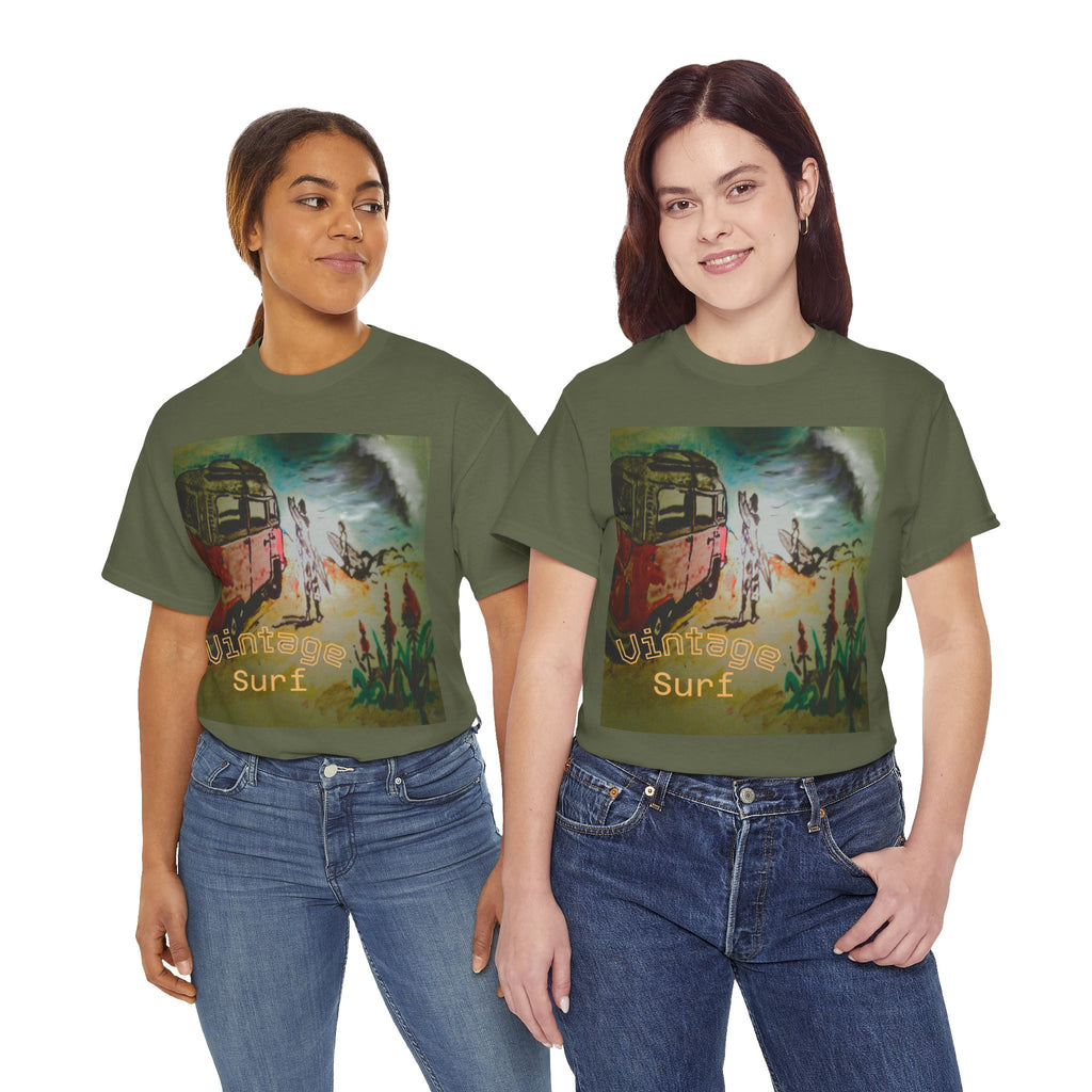 Vintage Surf T-Shirt — Retro VW Bus Beach Graphic