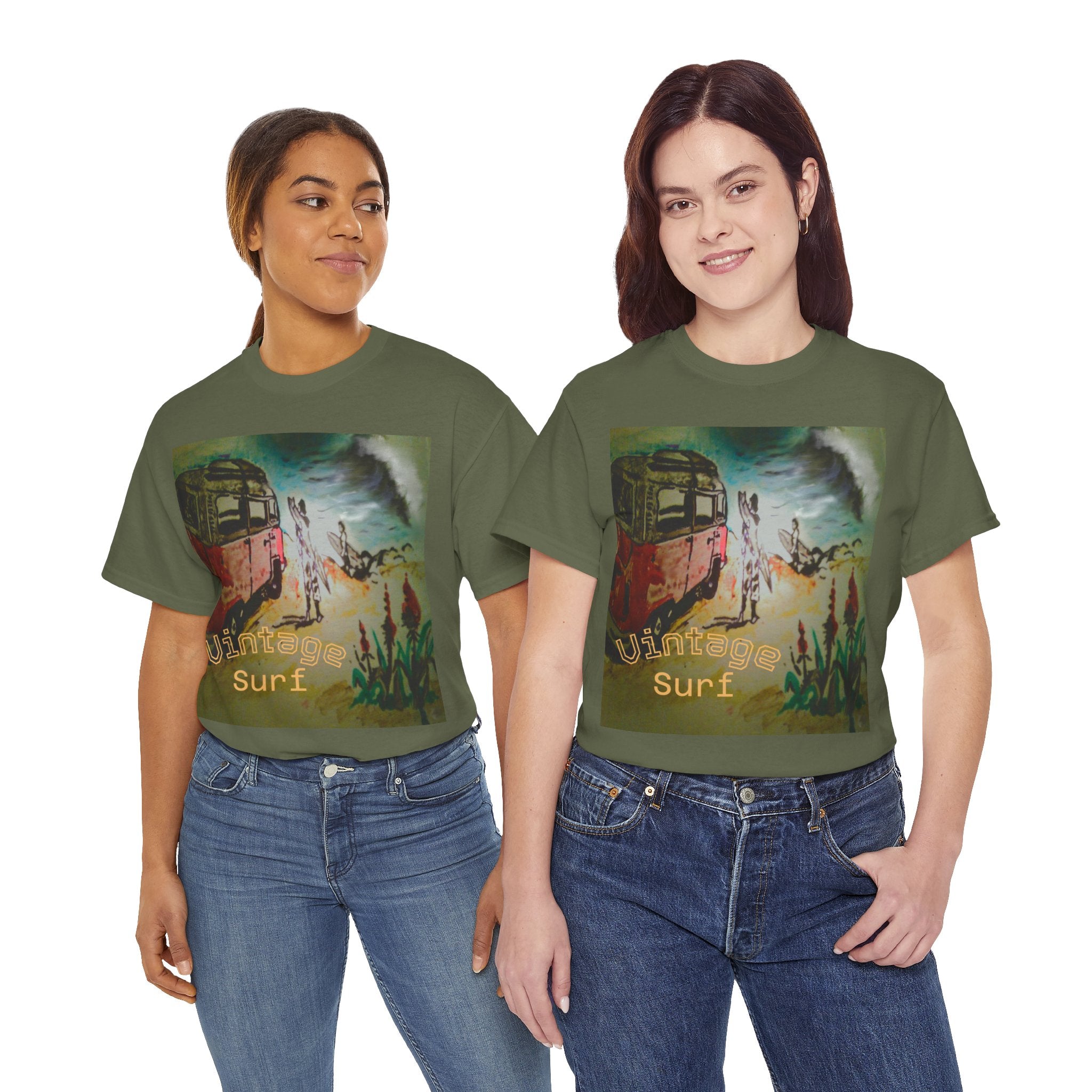 Vintage Surf T-Shirt — Retro VW Bus Beach Graphic