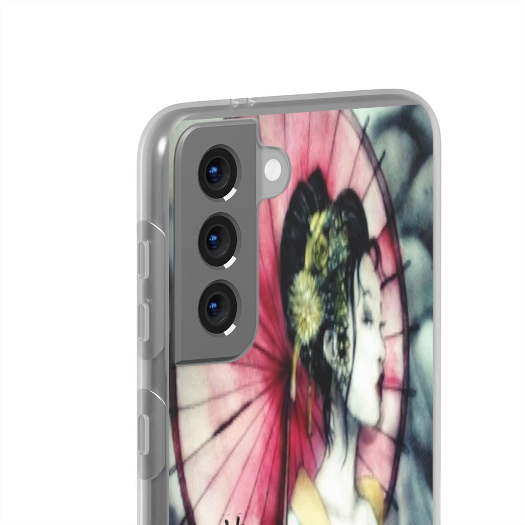 Geisha Art Phone Case — Japanese Parasol iPhone Flexi Case