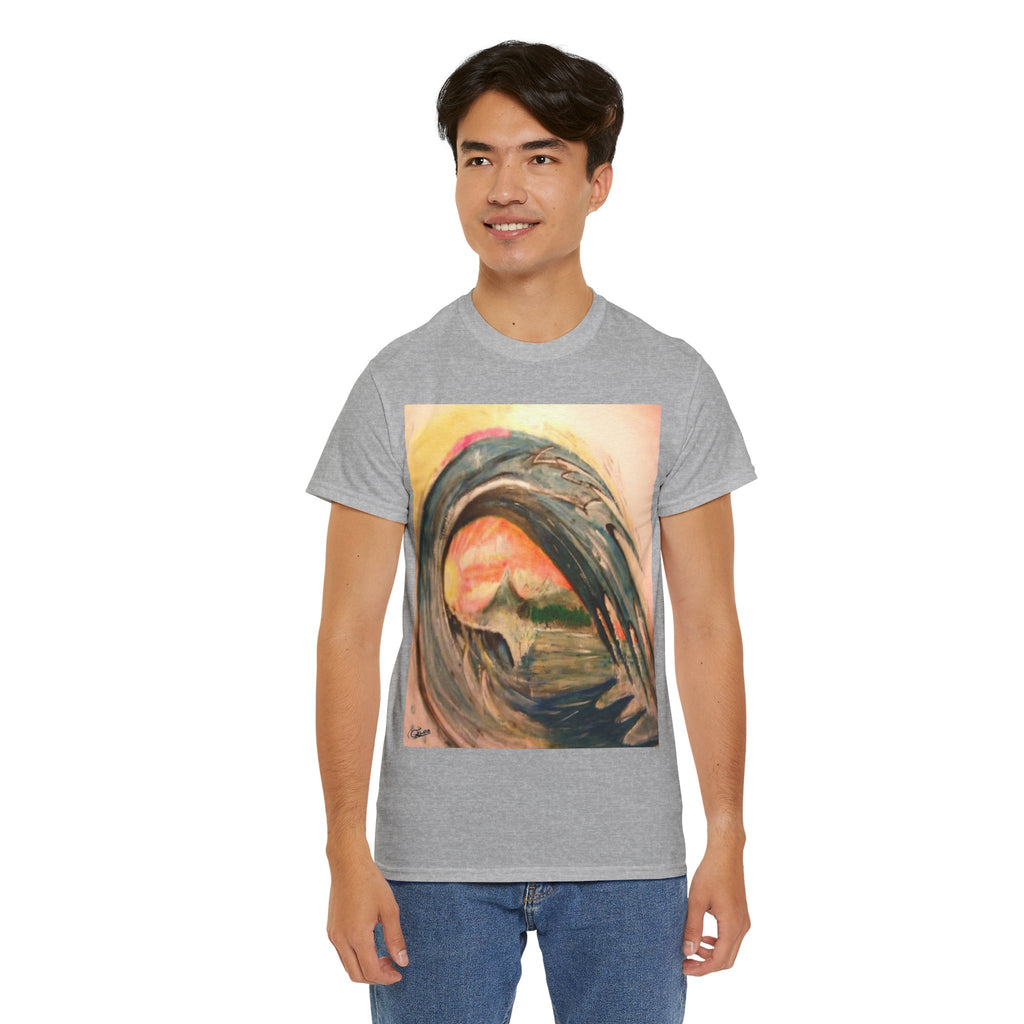 Surf Wave Art T-Shirt — Sunset Ocean Painting Tee