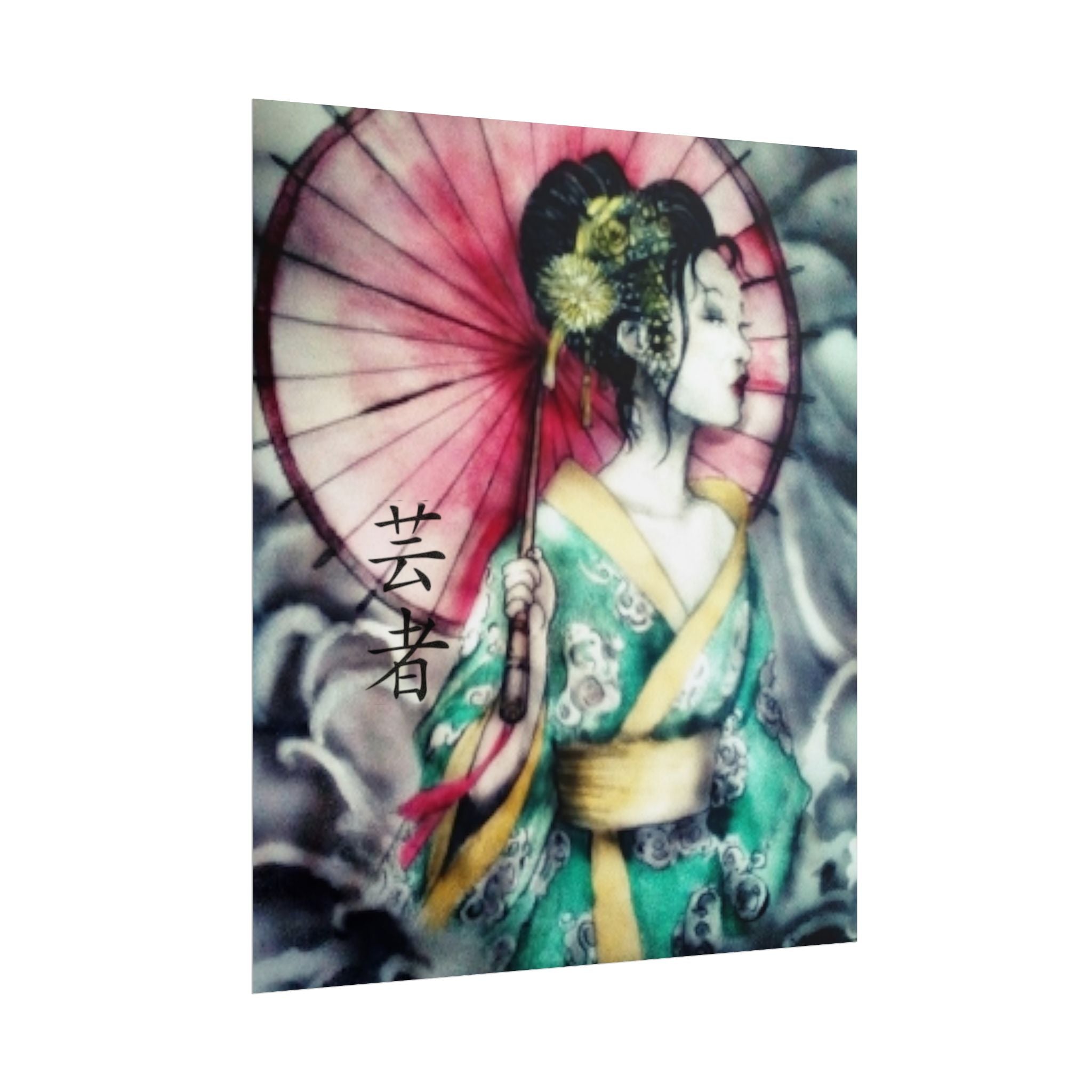 Geisha Umbrella Art Poster — Japanese Geisha Wall Decor Rolled Poster