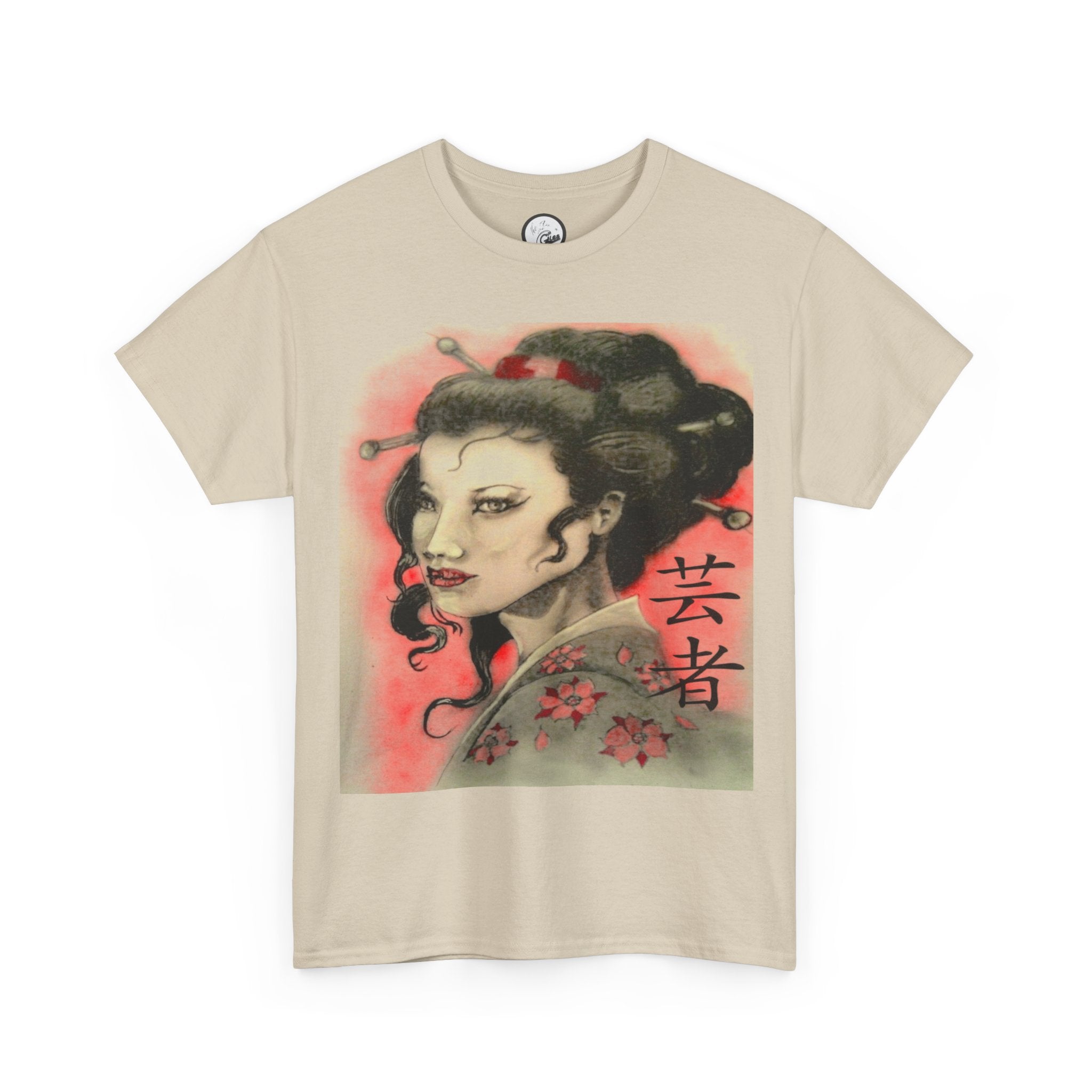 Geisha Portrait T-Shirt — Vintage Japanese Art Tee with Kanji
