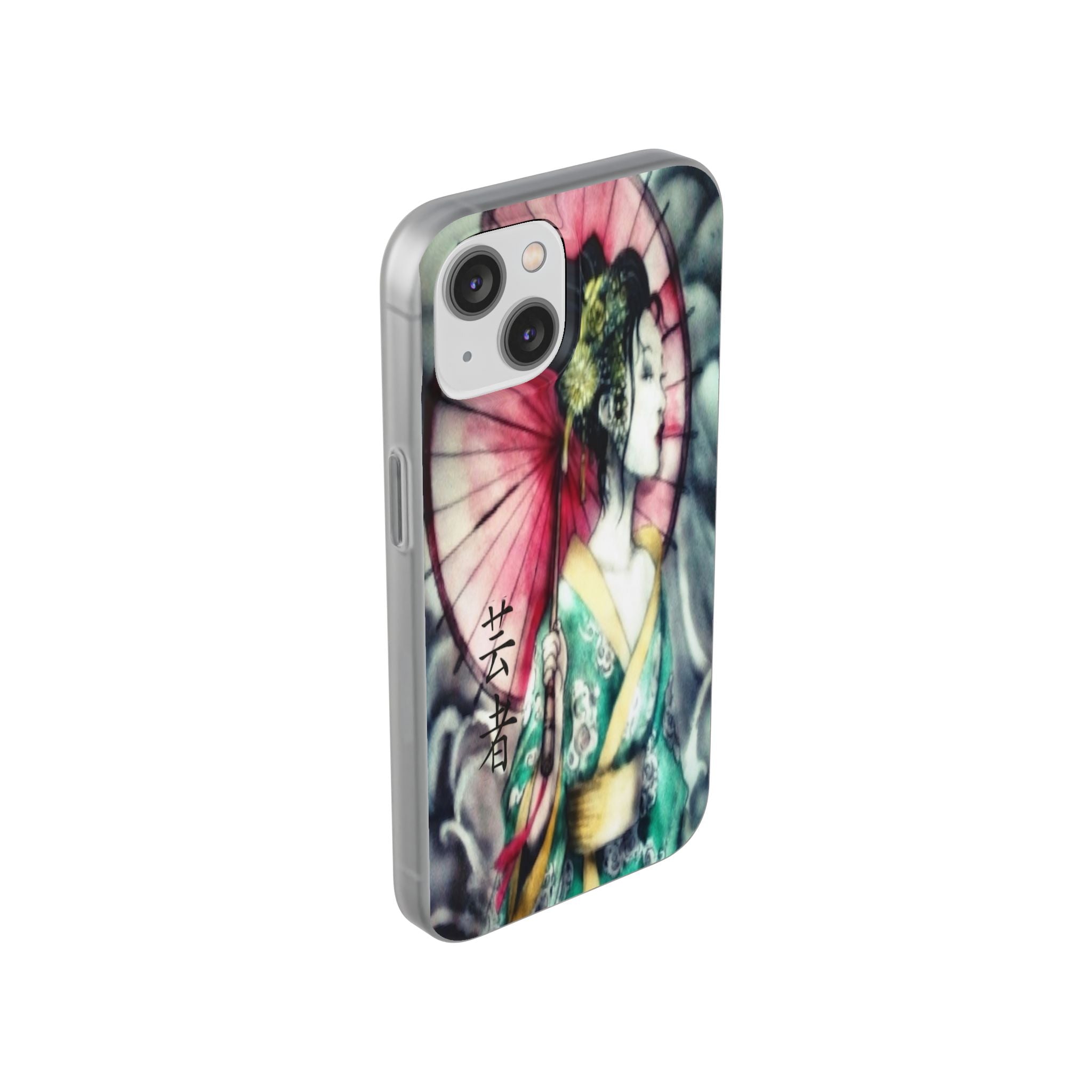 Geisha Art Phone Case — Japanese Parasol iPhone Flexi Case