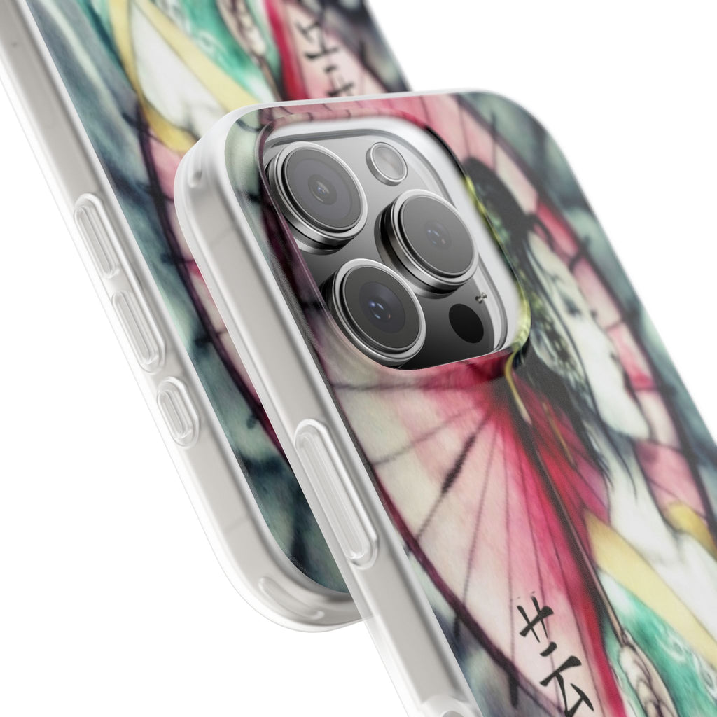 Geisha Art Phone Case — Japanese Parasol iPhone Flexi Case