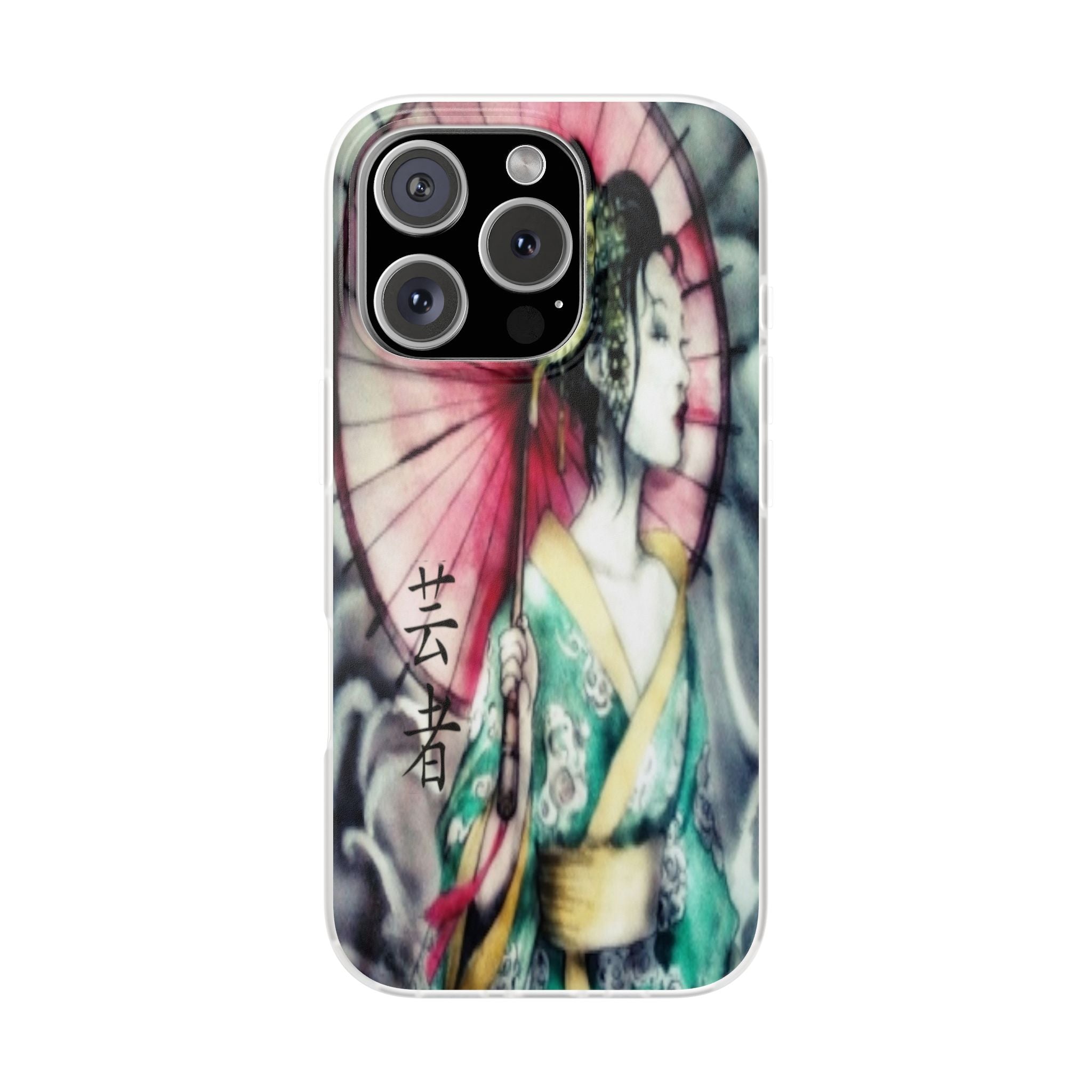 Geisha Art Phone Case — Japanese Parasol iPhone Flexi Case