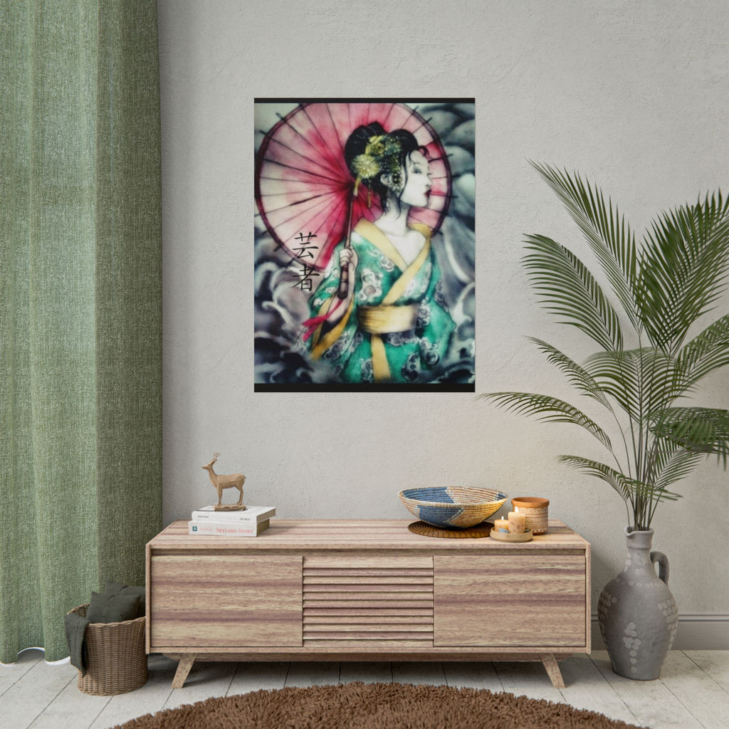 Geisha Umbrella Art Poster — Japanese Geisha Wall Decor Rolled Poster